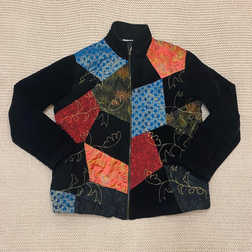 ✰ vintage patchwork zip-up jacket ✰